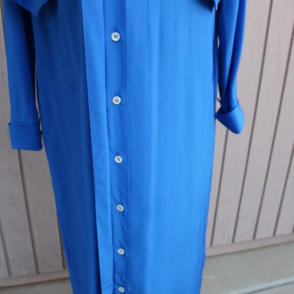Ports International Dress Royal Blue Button Down Long Dress Shirt Dre - Picture 4 of 14